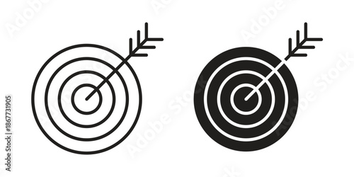 Objectives icons on white background. EPS 10. Editable linear style stroke. Vector icon