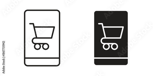 Online shopping icons on white background. EPS 10. Editable linear style stroke. Vector icon