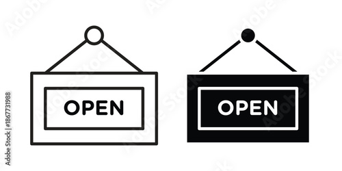 Open signs on white background. EPS 10. Editable linear style stroke. Vector icon