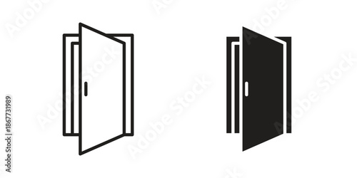 Open door icons on white background. EPS 10. Editable linear style stroke. Vector icon