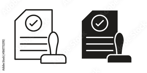 Permit icons on white background. EPS 10. Editable linear style stroke. Vector icon