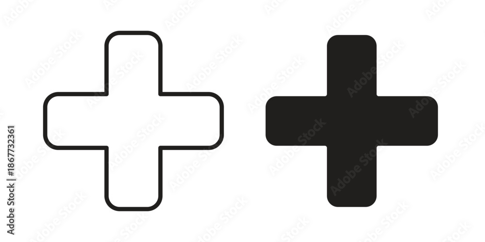 Obraz premium Plus icons on white background. EPS 10. Editable linear style stroke. Vector icon