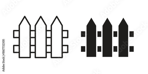 Plank fence icons on white background. EPS 10. Editable linear style stroke. Vector icon