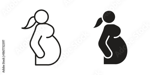 Pregnancy icons on white background. EPS 10. Editable linear style stroke. Vector icon