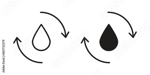 Recycle water icons on white background. EPS 10. Editable linear style stroke. Vector icon