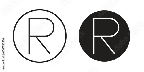 Registered trademark icons on white background. EPS 10. Editable linear style stroke. Vector icon