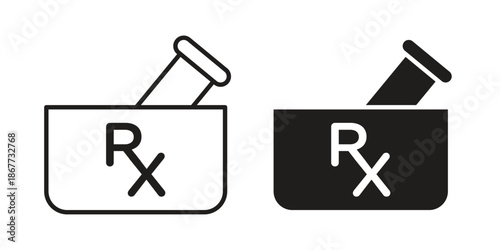 RX icons on white background. EPS 10. Editable linear style stroke. Vector icon
