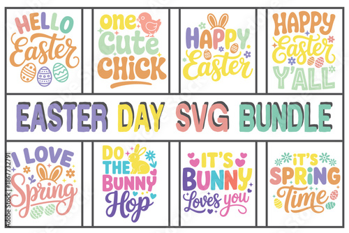 Old School Easter Bunny Funny Retro Easter Day Bunny SVG Bundle for T shirt Design