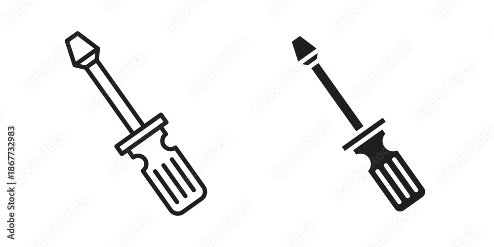 Fototapeta premium Screwdriver icons on white background. EPS 10. Editable linear style stroke. Vector icon
