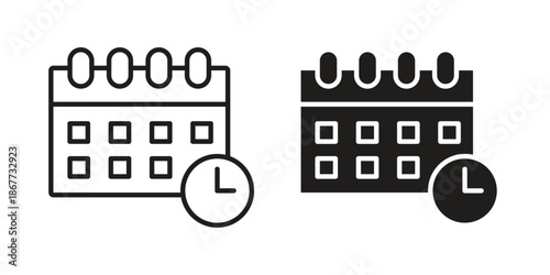 Schedule icons on white background. EPS 10. Editable linear style stroke. Vector icon