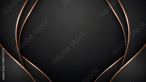 Elegant black background with curved rose gold lines for luxury branding and sophisticated corporate design