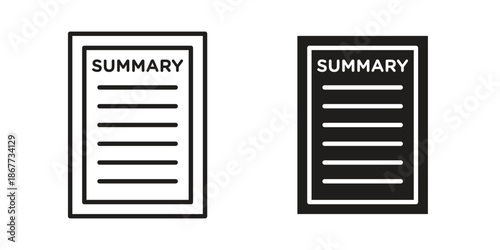 Summary icons on white background. EPS 10. Editable linear style stroke. Vector icon