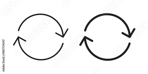 Synchronization icons on white background. EPS 10. Editable linear style stroke. Vector icon