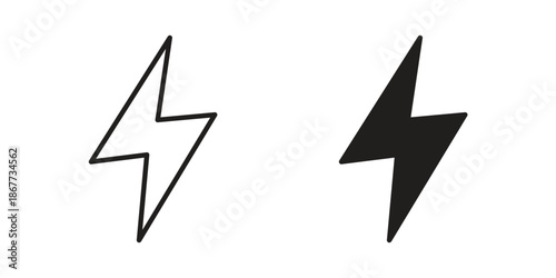 Thunder bolt icons on white background. EPS 10. Editable linear style stroke. Vector icon