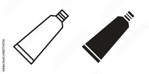Toothpaste tube icons on white background. EPS 10. Editable linear style stroke. Vector icon