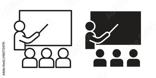 Training icons on white background. EPS 10. Editable linear style stroke. Vector icon