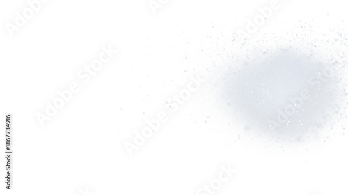 White dust particles and sparkling bokeh light effect on light background. Magical glitter or snow flakes overlay for creative design. High-quality floating particle spray.