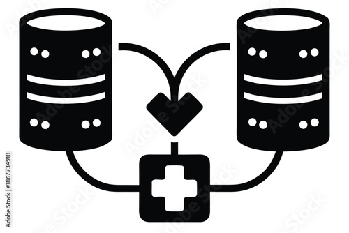 data synchronization vector icon silhouette