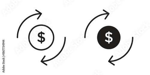 Turnover icons on white background. EPS 10. Editable linear style stroke. Vector icon