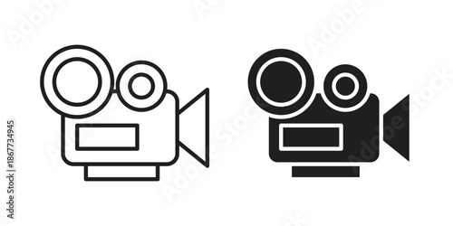 TV camera icons on white background. EPS 10. Editable linear style stroke. Vector icon