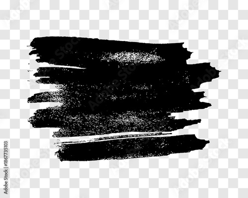 Black brush stroke on transparent background