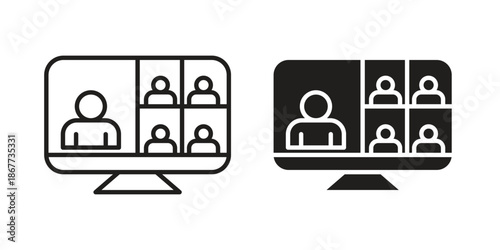 Webinar icons on white background. EPS 10. Editable linear style stroke. Vector icon