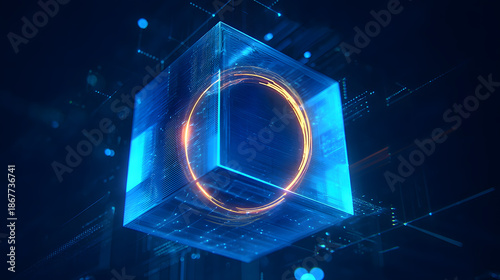 abstract blue background with glowing lights