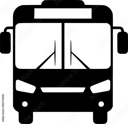 Bus icon. Black silhouette. Front view. Vector simple flat graphic illustration. Isolated object on white background.
