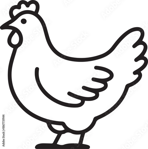  Chicken minimalist black linear sketch isolated on white background. one line Art icon drawing