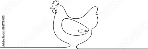  Chicken minimalist black linear sketch isolated on white background. one line Art icon drawing
