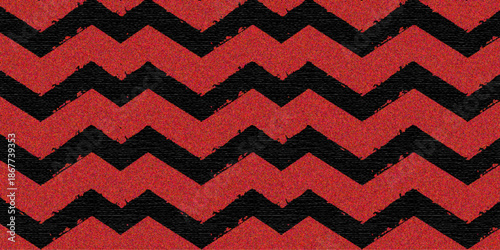 Seamless knitted fabric pattern with red hearts and geometric zigzag ornaments in a vintage textile design for fashion wallpaper or vector backdrop
