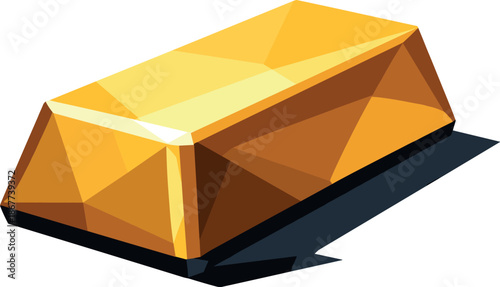 Geometric Gold Bar. Low-poly vector illustration focused on a gold bar symbolizing wealth and stability, polygonal geometric style