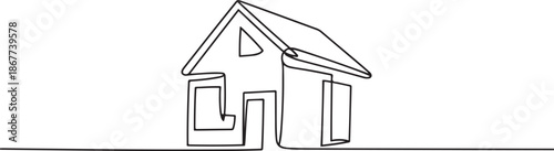 Abstract house in continuous line art drawing style. Geometric style home black linear design isolated on white background. one line Art icon drawing