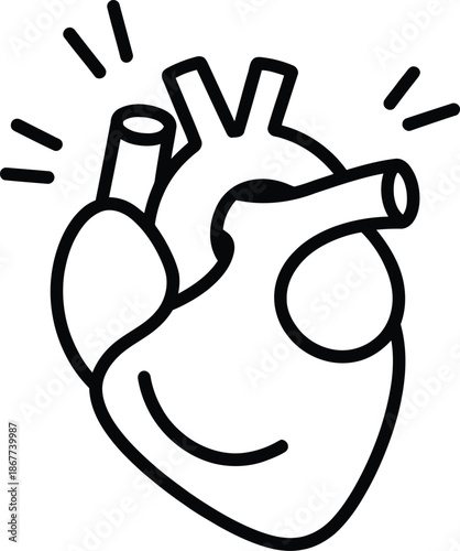 Human Heart Anatomy Line Art for Medical Healthcare and Cardiology