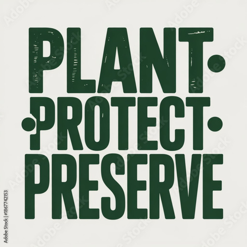 Plant protect preserve environmental conservation message isolated on white background