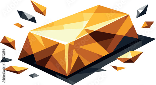 Abstract Gold Bar. Low-poly vector illustration focused on an abstract gold bar value concept, polygonal geometric style with