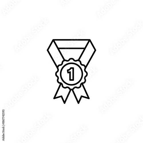 Gold Medal Award Ribbon with Number One for Competition Recognition