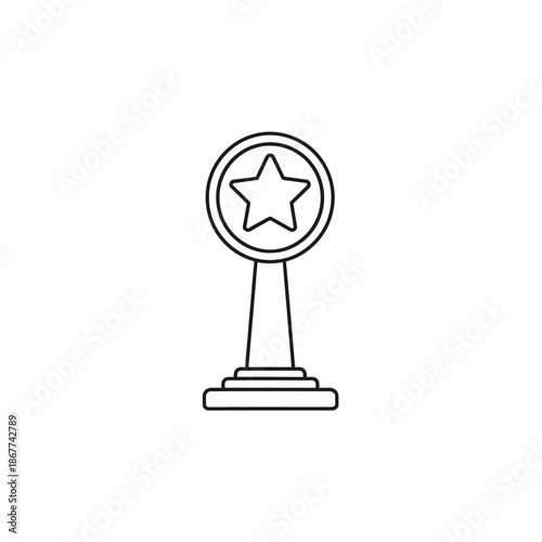 Minimalist Award Trophy with Star Icon on Plain Background for Recognition