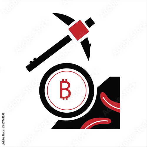 Icon Bitcoin Mining. related to Cryptography symbol. doodle style