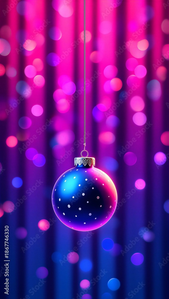 Obraz premium Blue Christmas Ball Pink Purple Bokeh