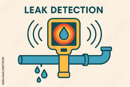 Leak detection sensor monitoring water pipe for efficient plumbing solutions