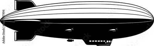 Vintage blimp zeppelin transport vehicle travel silhouette vector illustration
