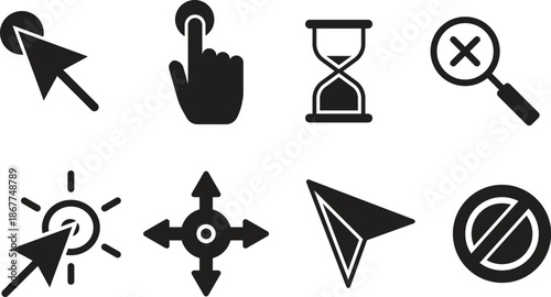 Computer and interface cursor hand hourglass