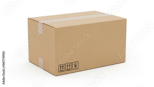 Brown Cardboard Shipping Box Isolated on White Background