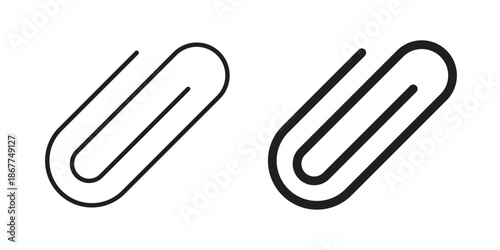 Clip icons in line art and flat black clipart design style
