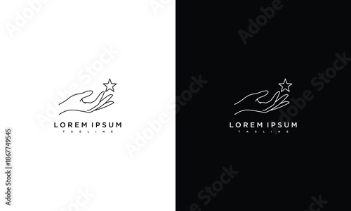 Handshake logo template design on white and black background