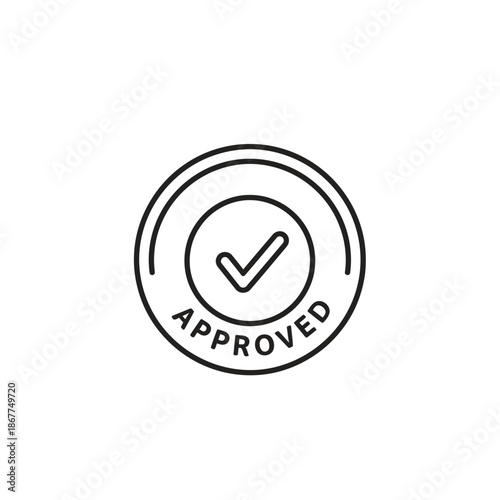 Professional Validation Icon with Approved Seal for Certification Labels