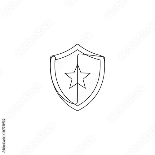 Protective Shield with Star Emblem for Security and Defense Representation