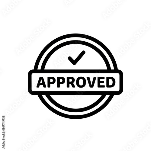 Royalty Free Approved Certificate Badge for Official Certification Icon