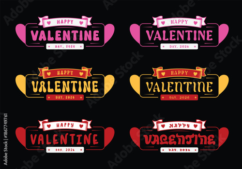 Happy Valentine's Day 2026 vector set for t-shirt design.